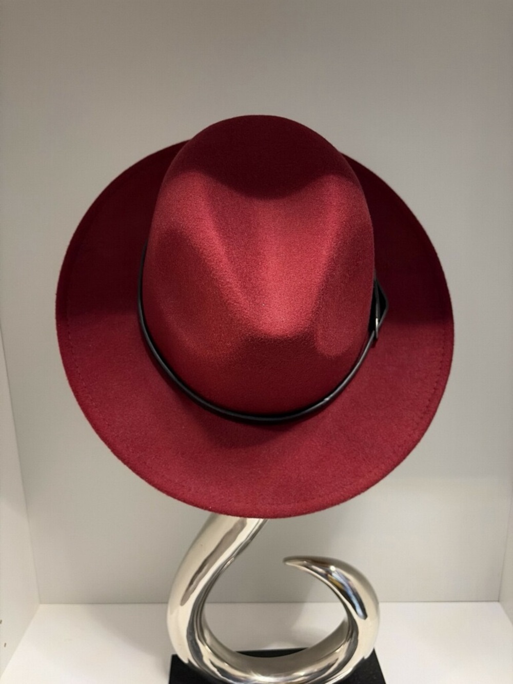 Men's Burgundy Fedora Hat with Black Band